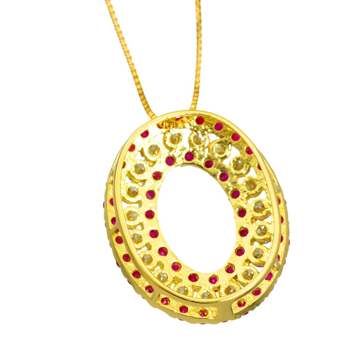 Ruby 0.50ct Diamond 0.49ct Necklace 18K 18K Yellow Gold 750