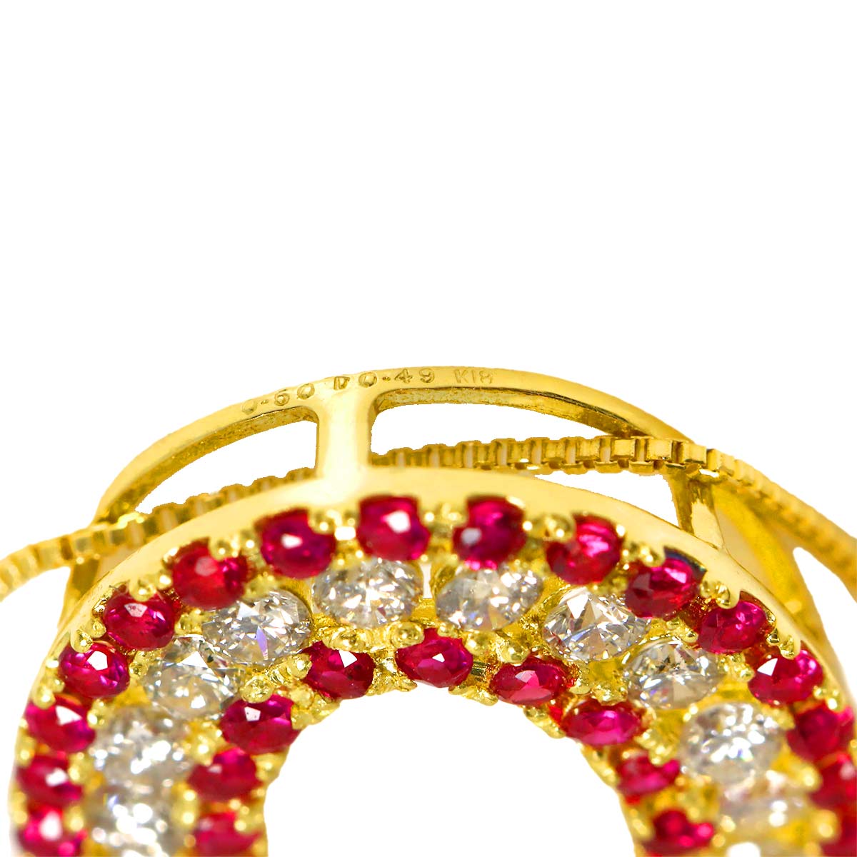 Ruby 0.50ct Diamond 0.49ct Necklace 18K 18K Yellow Gold 750