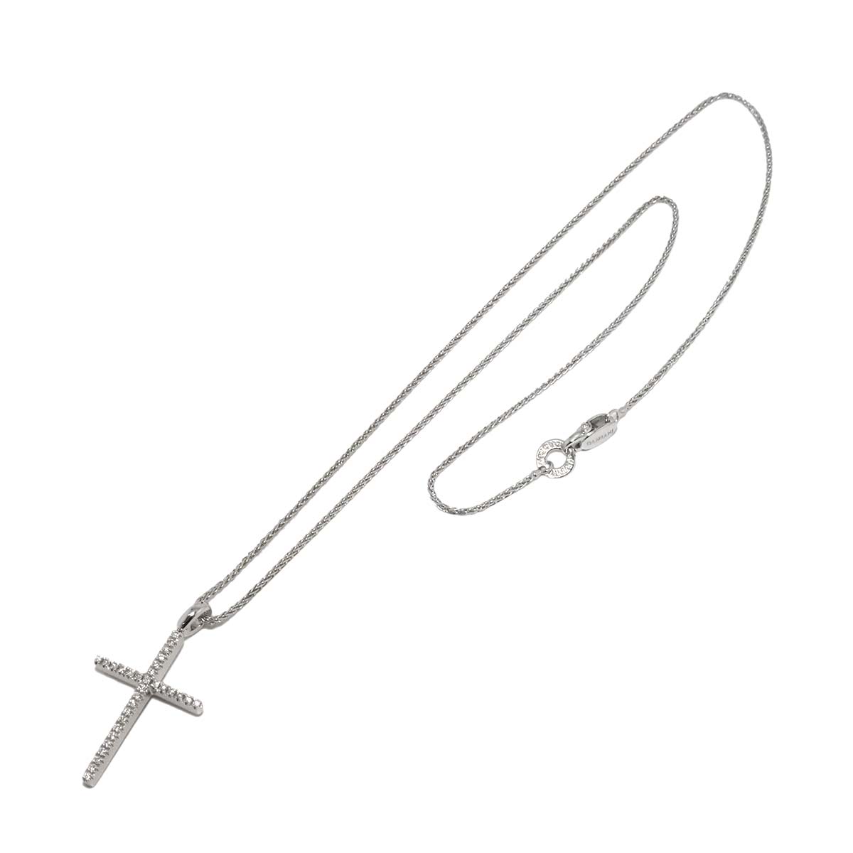 Mystery Cross Diamond Necklace 18K White Gold 750