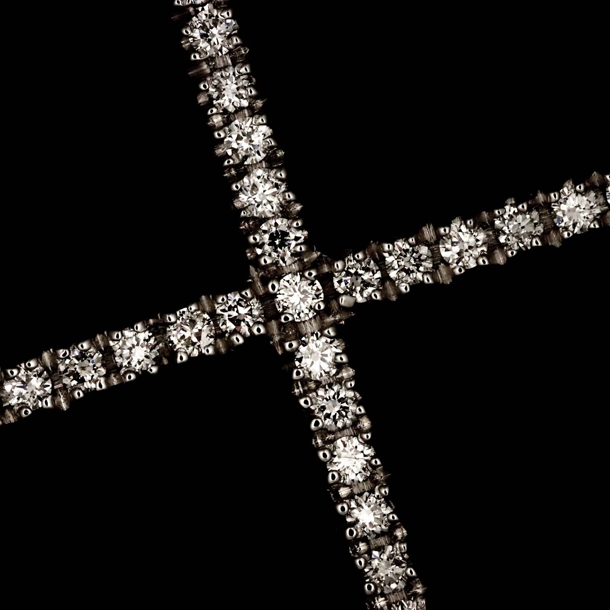 Mystery Cross Diamond Necklace 18K White Gold 750