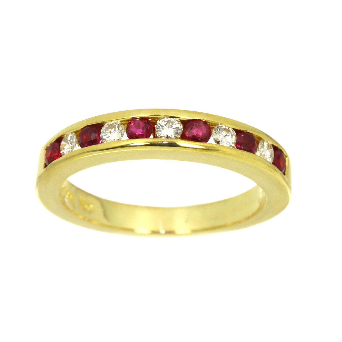 Ruby Diamond Ring 18K YG 750 size4.5(US)