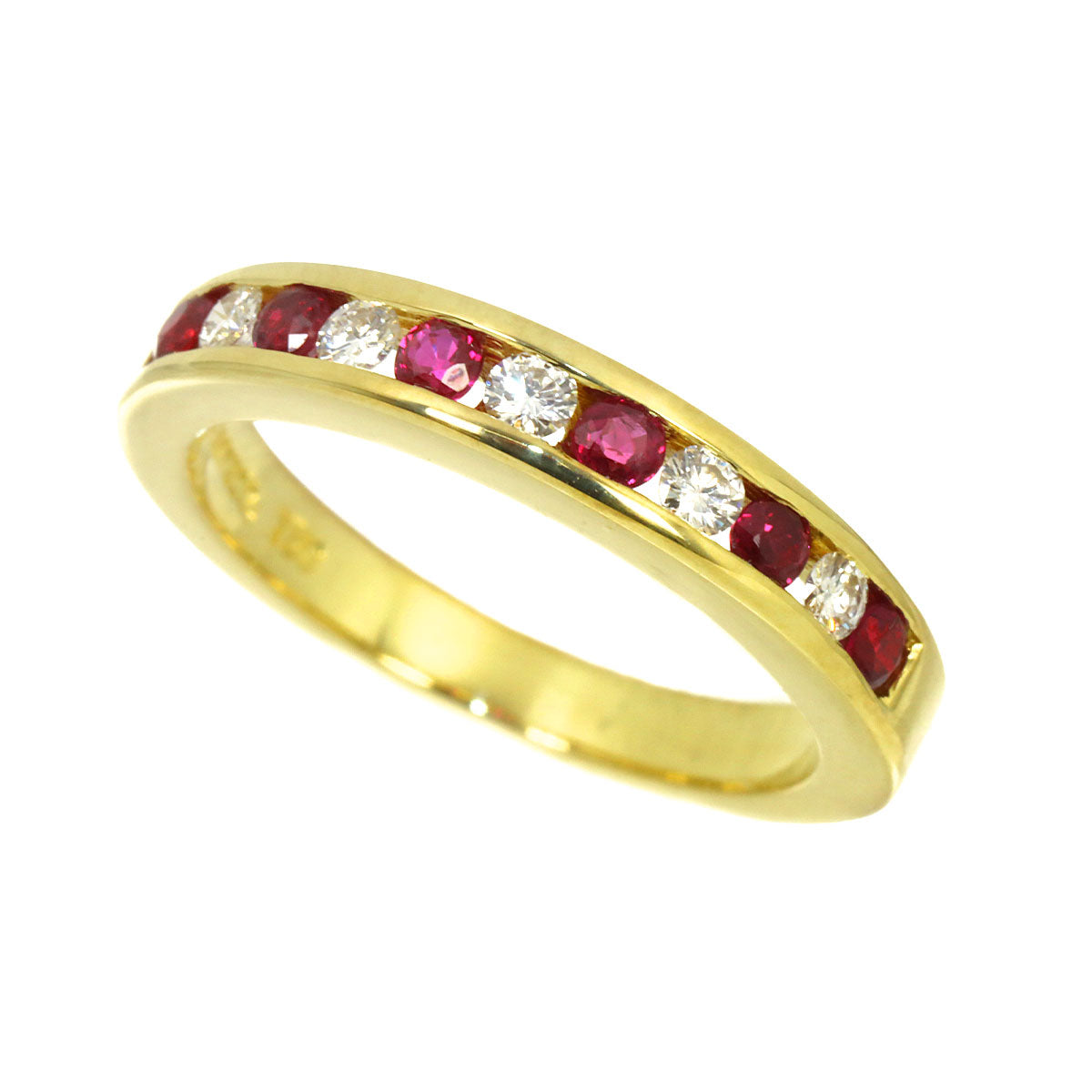 Ruby Diamond Ring 18K YG 750 size4.5(US)