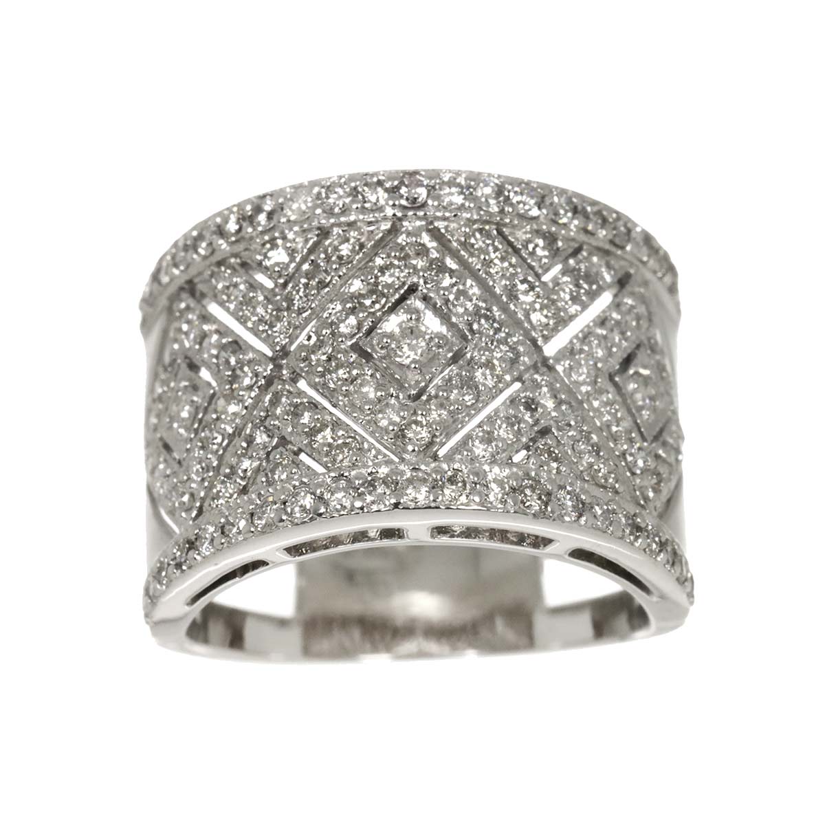 Diamond 1.10ct Ring 18K K18 WG White Gold size5.5-5.75(US)