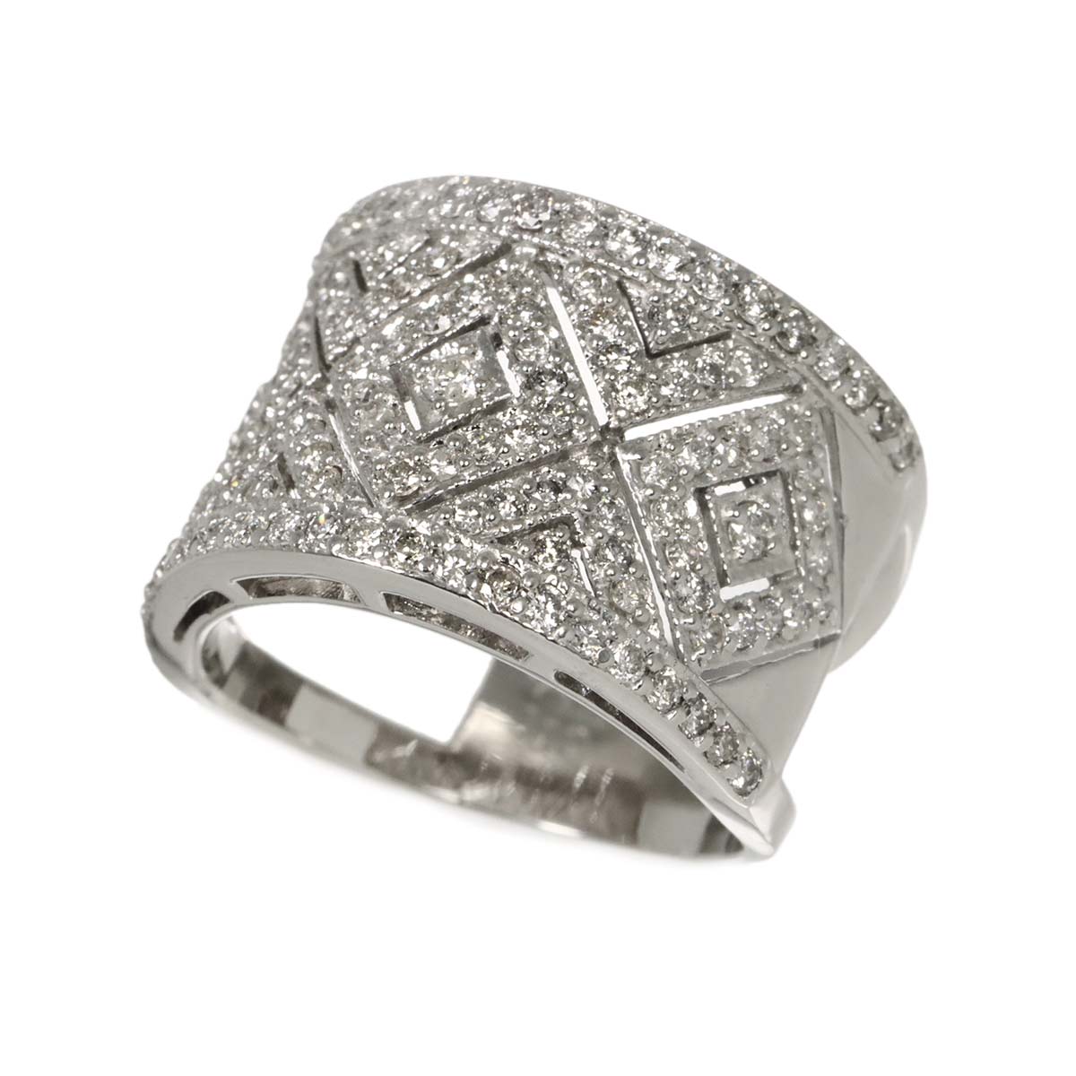 Diamond 1.10ct Ring 18K K18 WG White Gold size5.5-5.75(US)