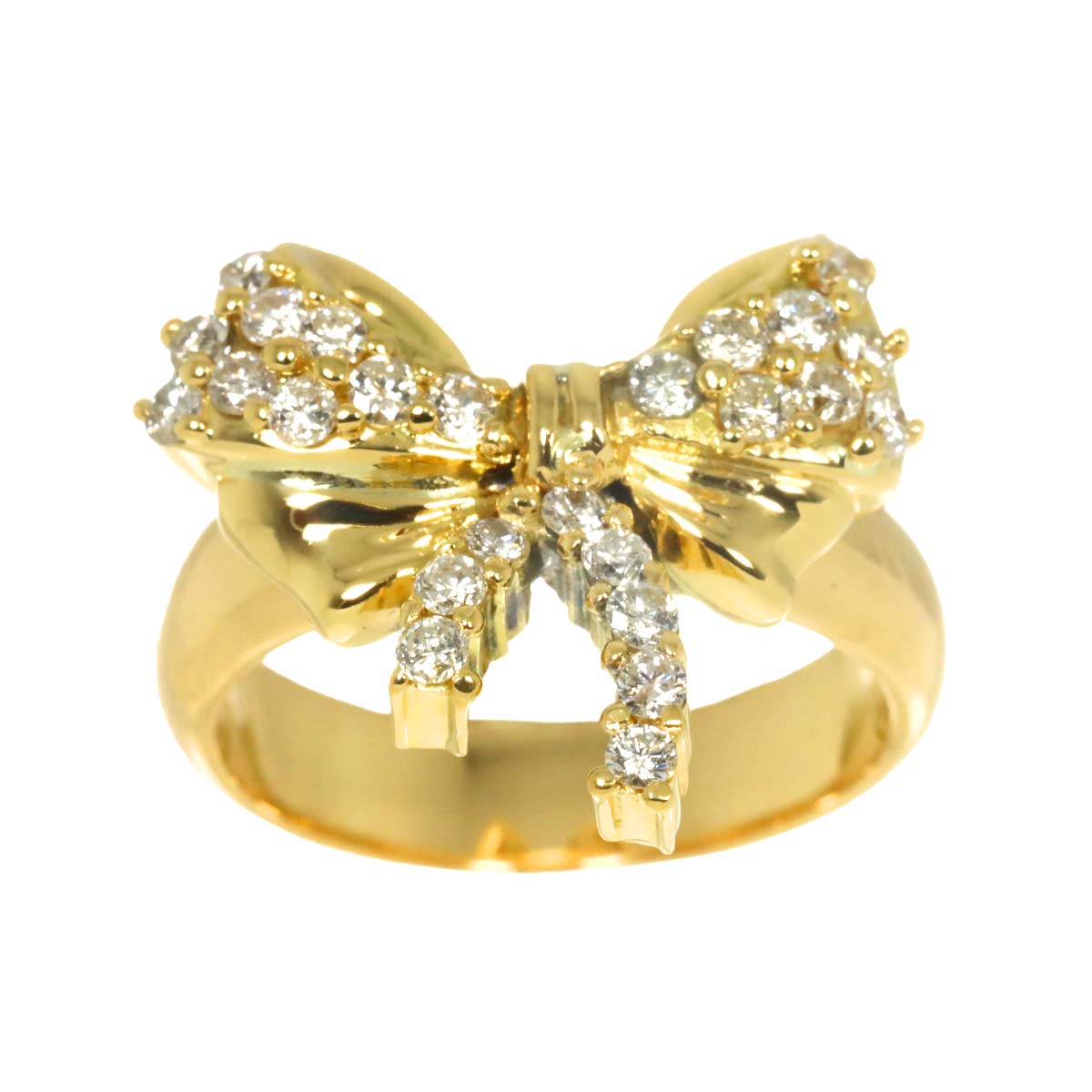 Diamond 0.50ct Ring 18K YG Yellow Gold 750 Size4.5-4.75(US)