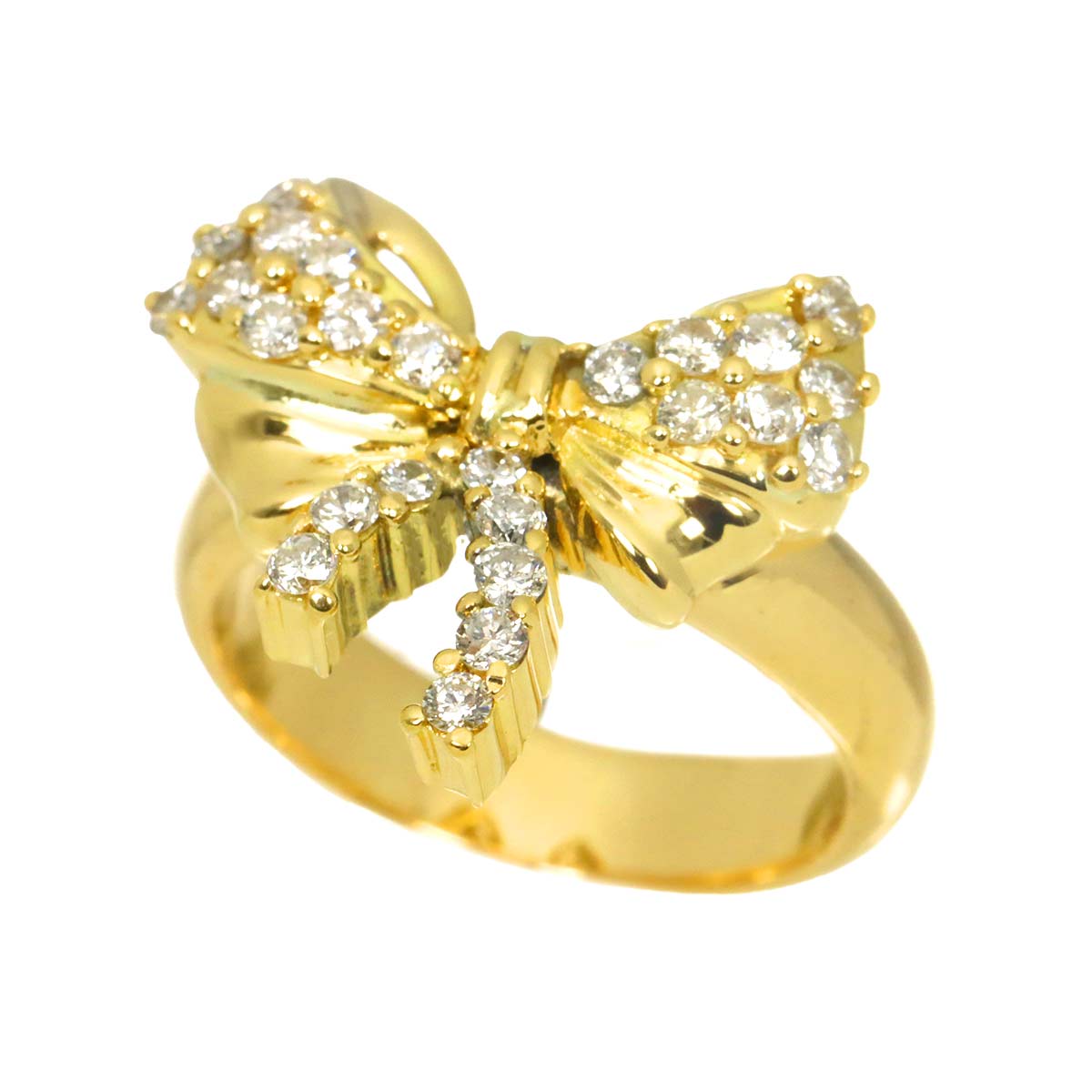 Diamond 0.50ct Ring 18K YG Yellow Gold 750 Size4.5-4.75(US)