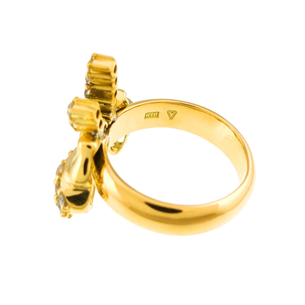 Diamond 0.50ct Ring 18K YG Yellow Gold 750 Size4.5-4.75(US)