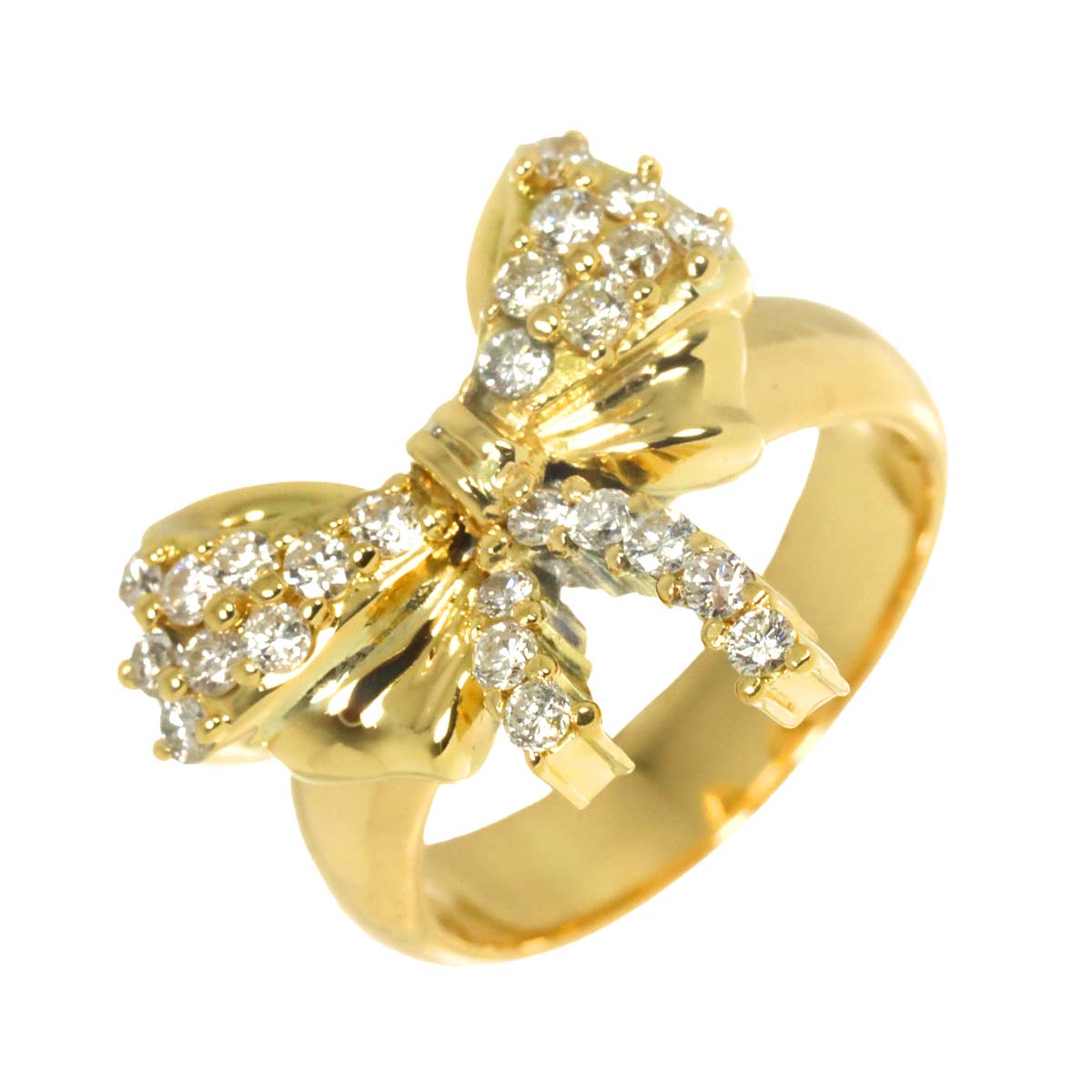 Diamond 0.50ct Ring 18K YG Yellow Gold 750 Size4.5-4.75(US)