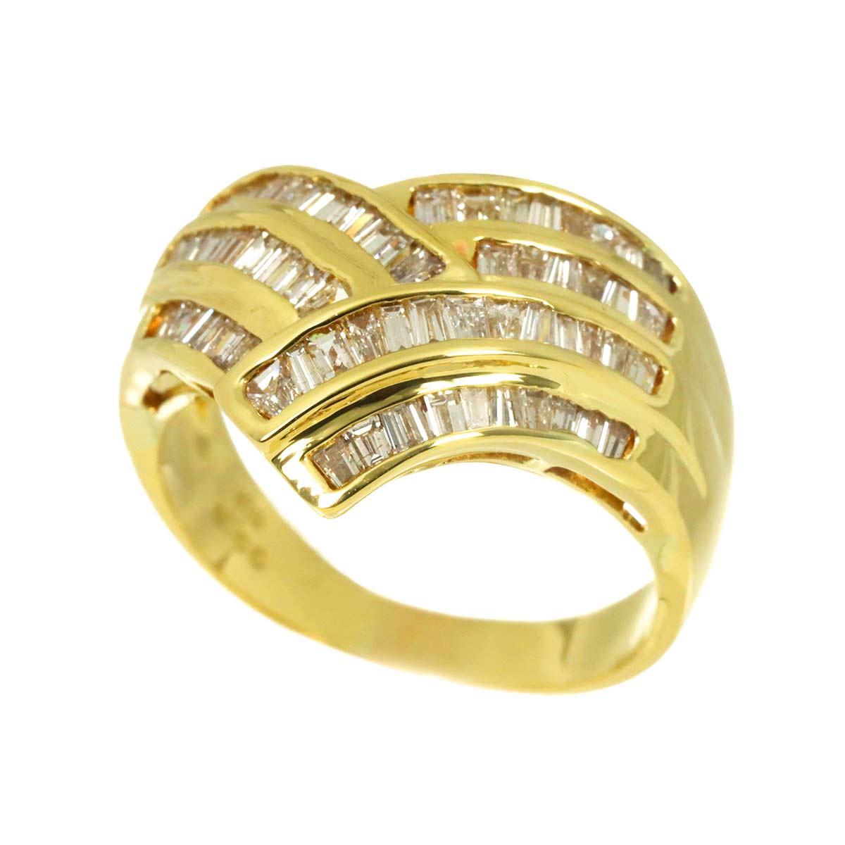 Diamond 1.00ct Ring 18K YG Yellow Gold 750 Size7.25(US)