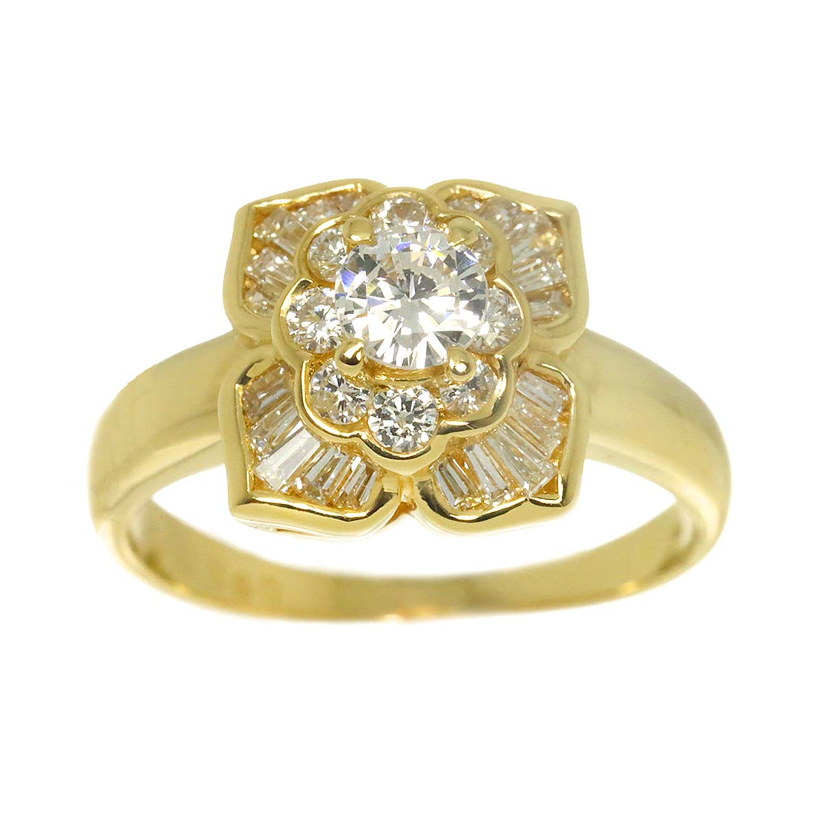 Diamond 0.65ct/0.28ct Ring 18K YG 750 Size6.25-6.5(US)