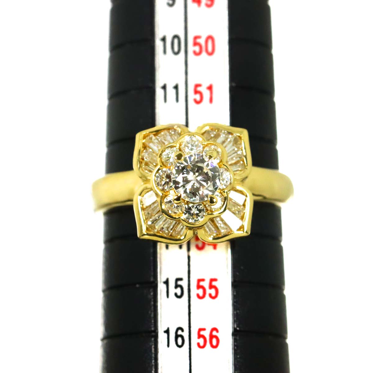 Diamond 0.65ct/0.28ct Ring 18K YG 750 Size6.25-6.5(US)