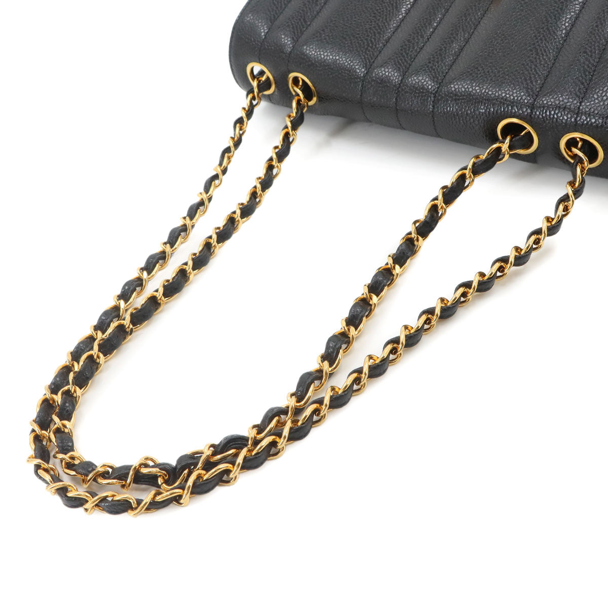 Mademoiselle Chain Shoulder Bag Leather Black Purse