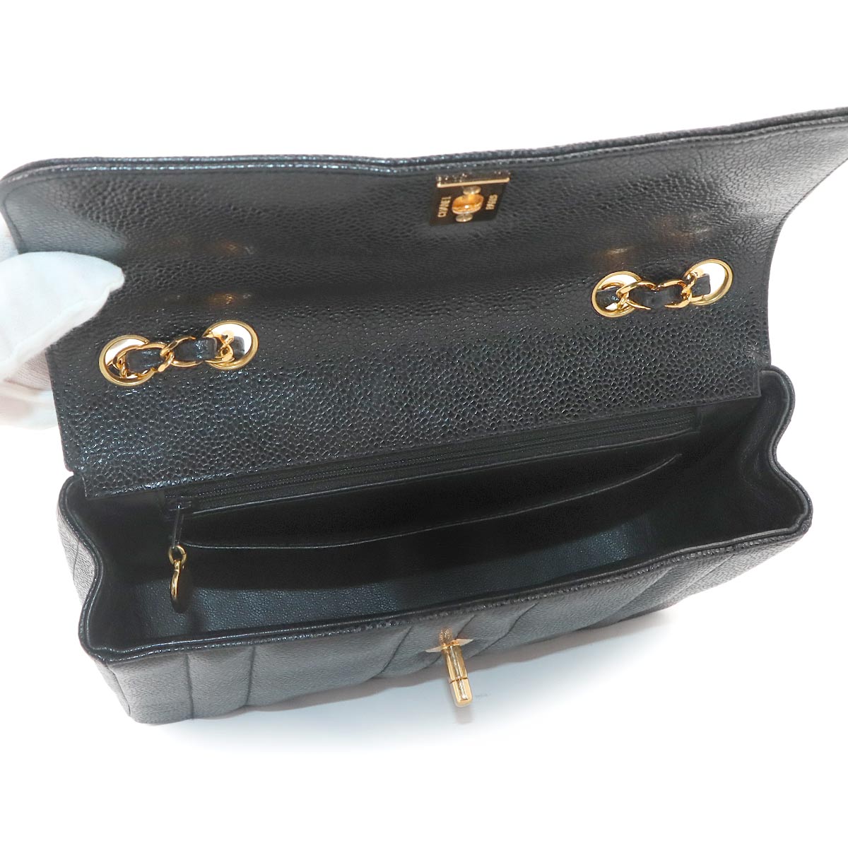 Mademoiselle Chain Shoulder Bag Leather Black Purse