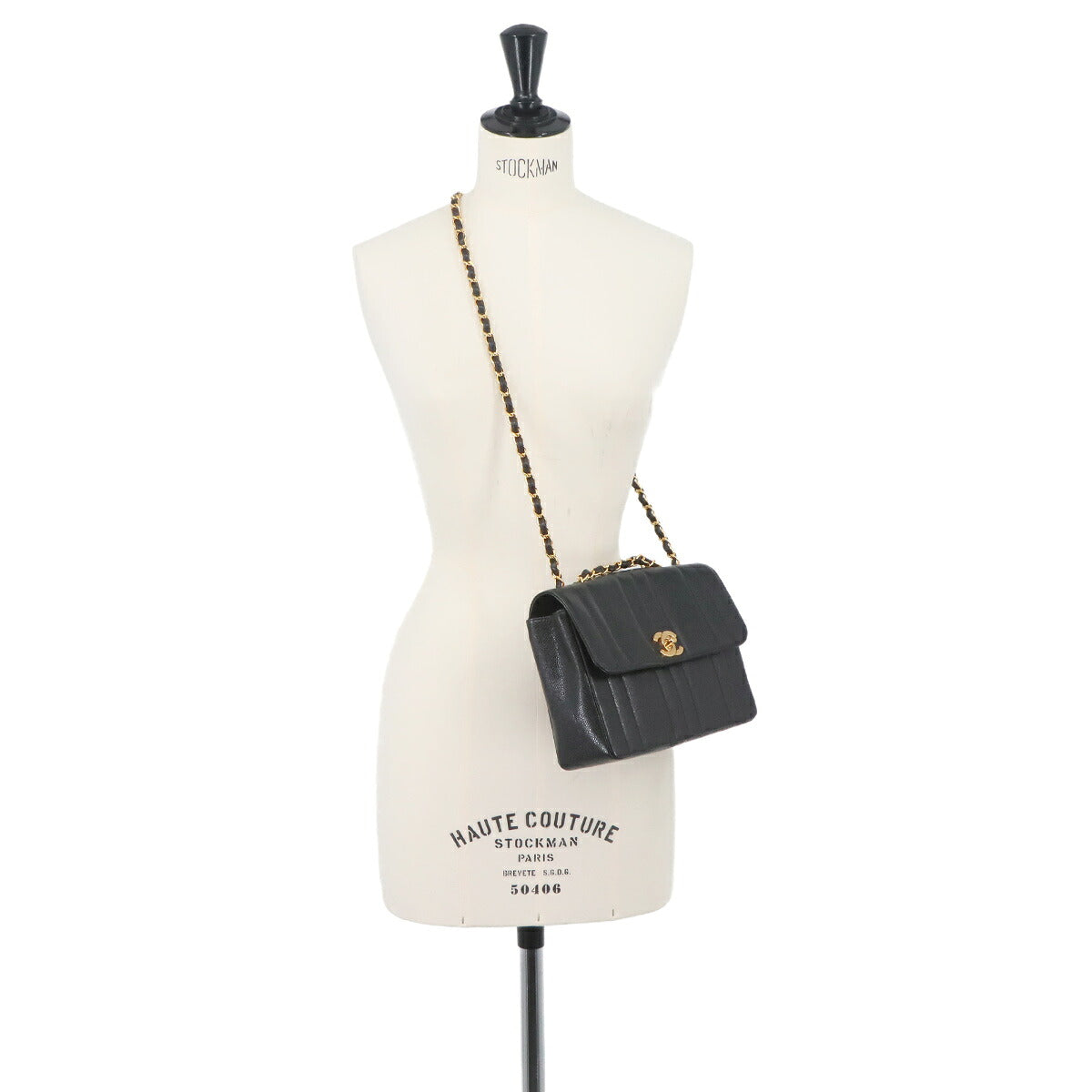 Mademoiselle Chain Shoulder Bag Leather Black Purse