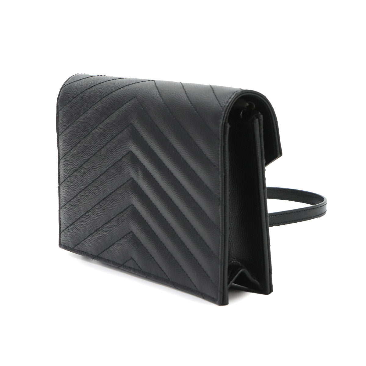 Cassandre Envelope Chain Wallet Leather Black 393963