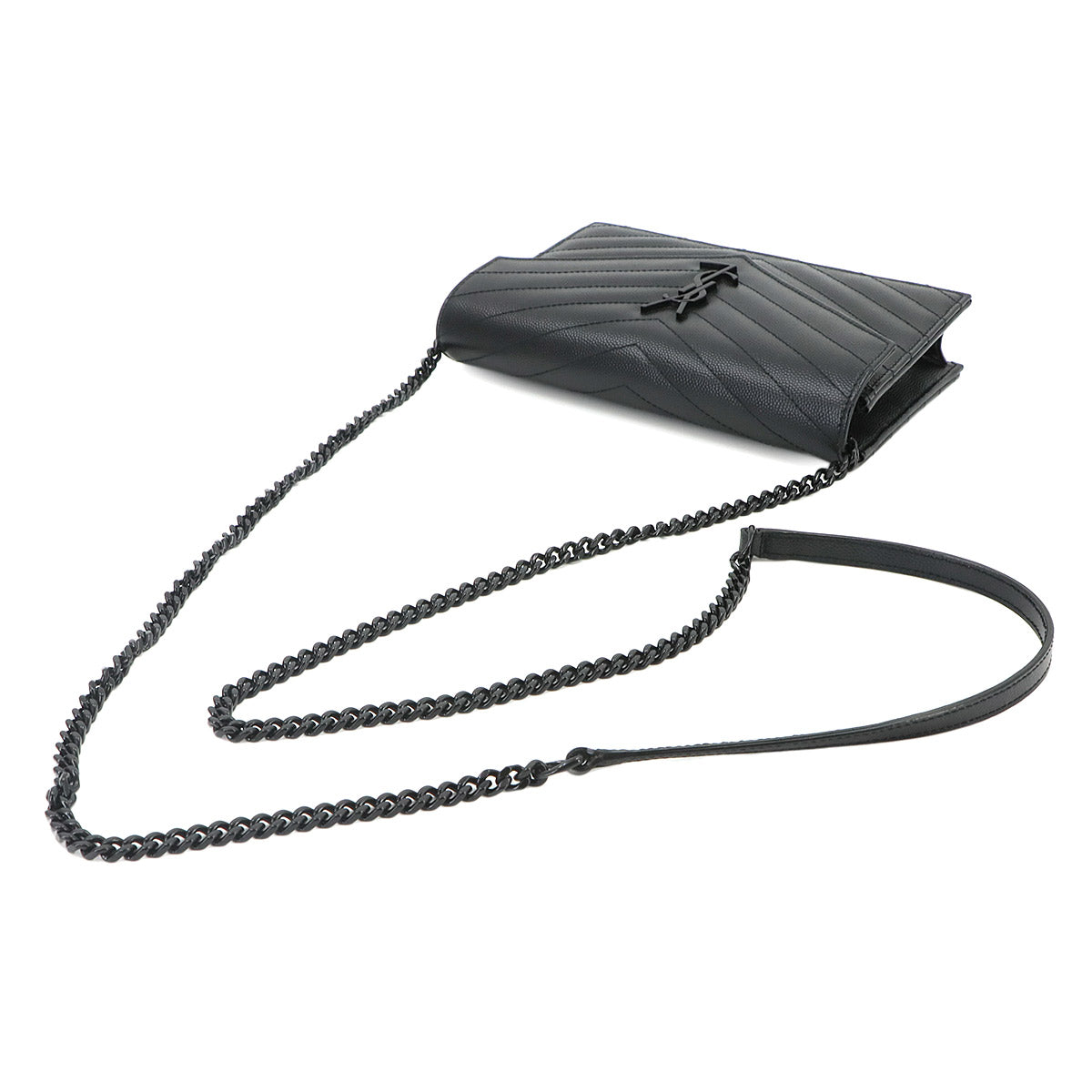 Cassandre Envelope Chain Wallet Leather Black 393963