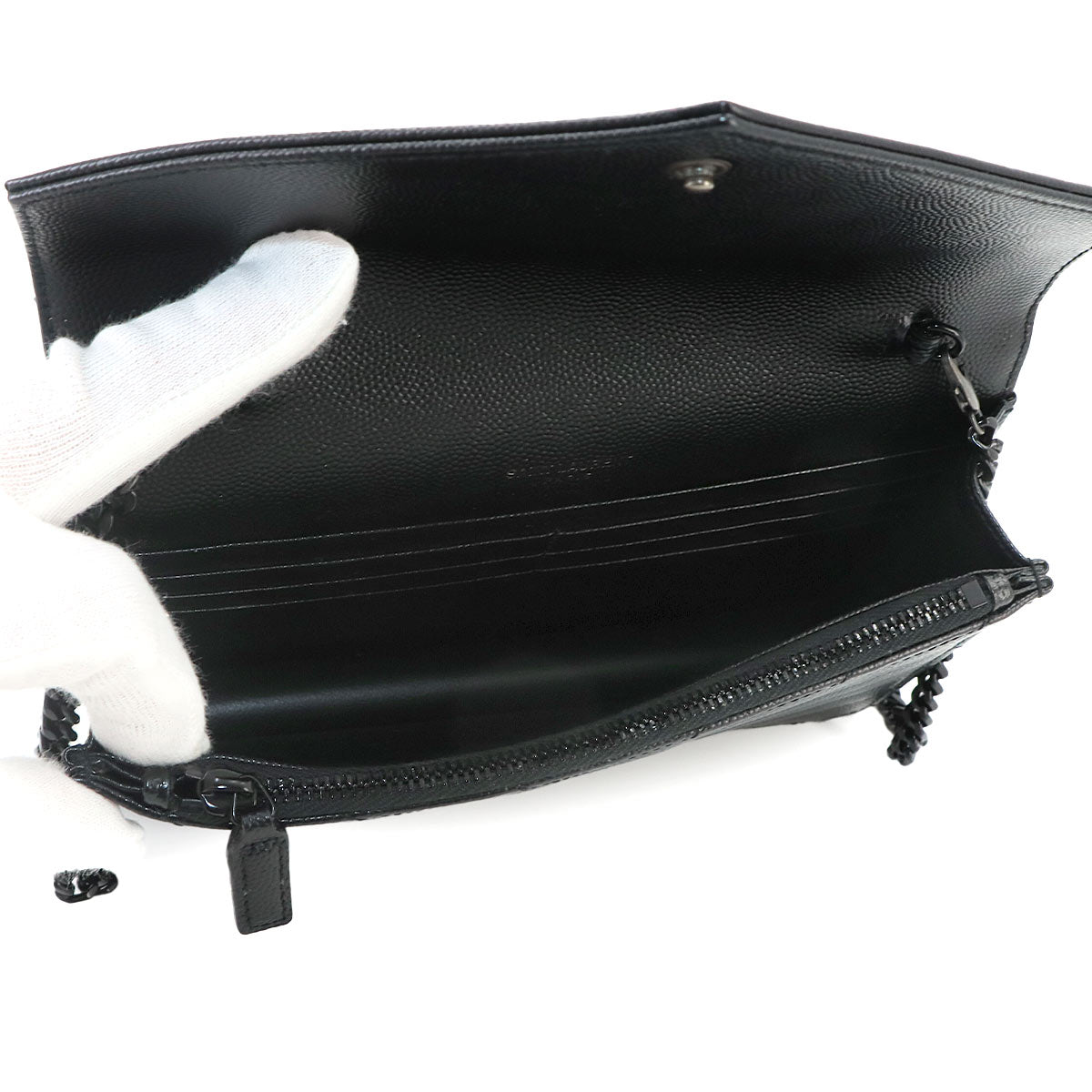 Cassandre Envelope Chain Wallet Leather Black 393963