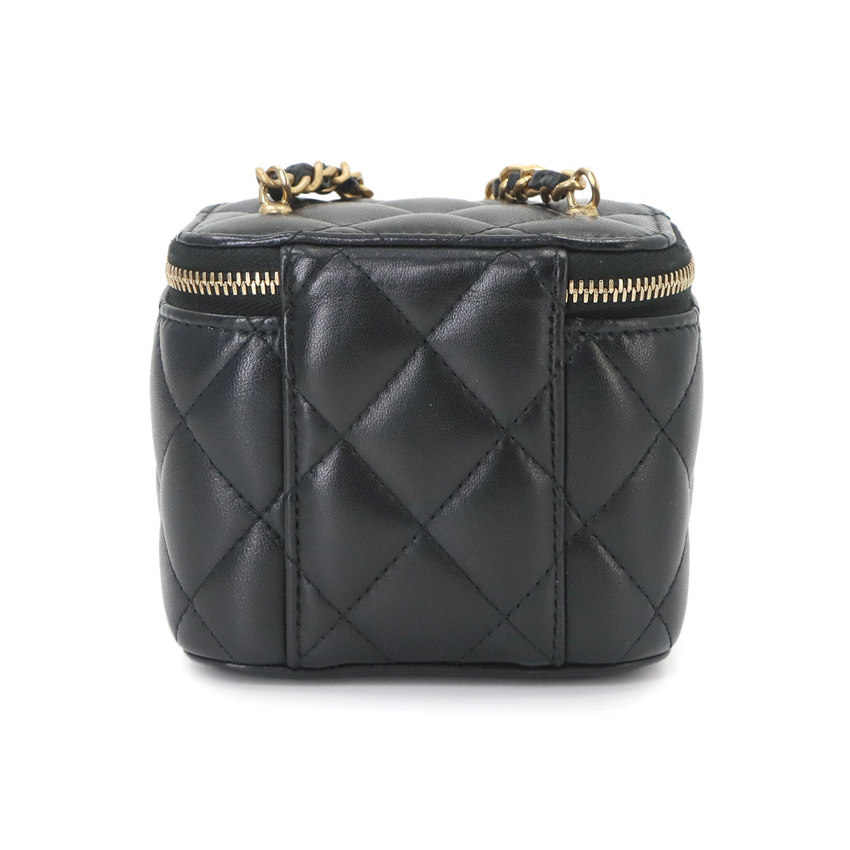 Matelasse Mini Vanity Chain Shoulder Bag Leather Black Purse