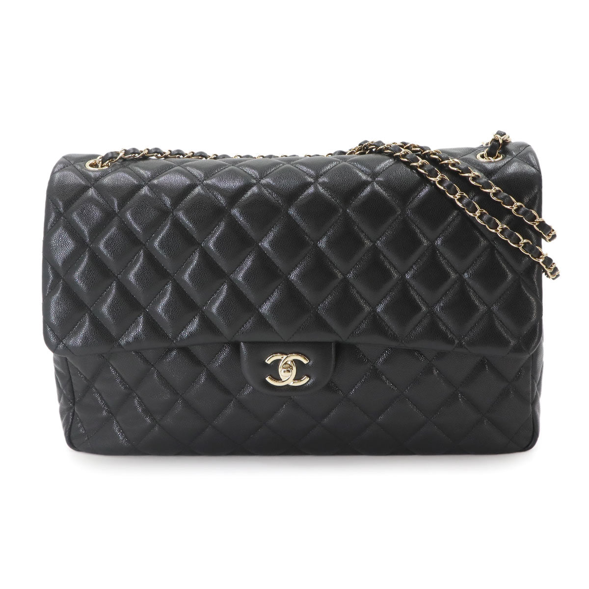 Matelasse 40 Chain Shoulder Bag Leather Black Jumbo