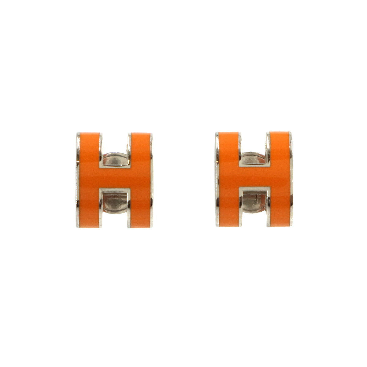 Pop H Earrings Orange Silver Pierced Accessory