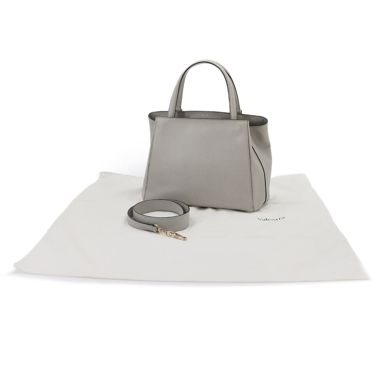 Medium Triennale Hand Shoulder Bag Leather Gray Purse