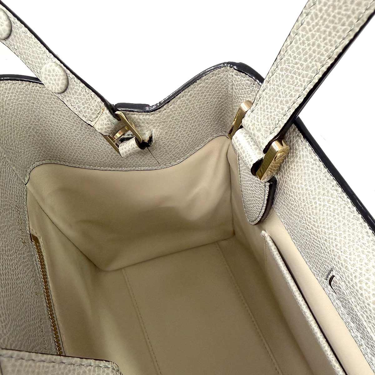 Medium Triennale Hand Shoulder Bag Leather Gray Purse