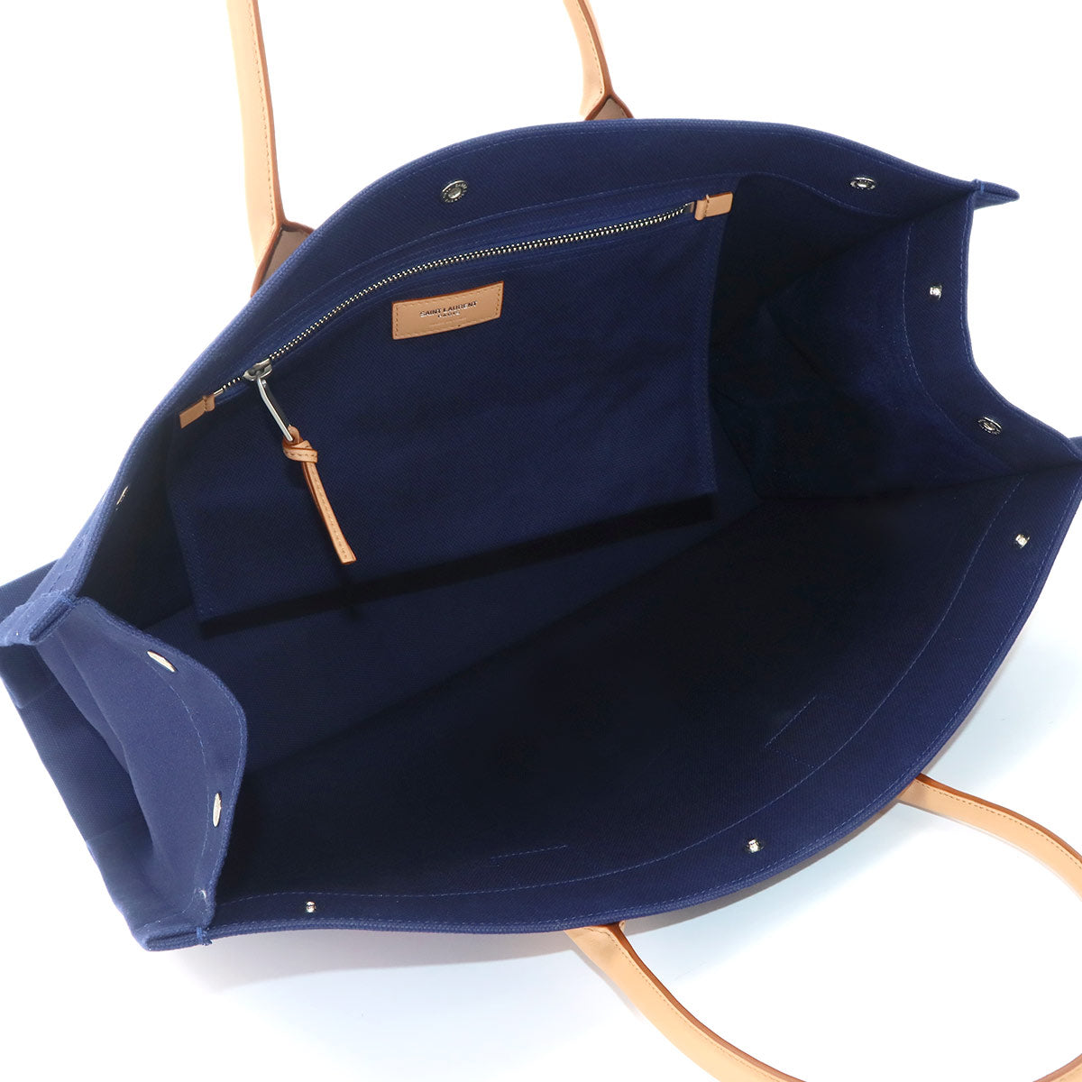Rive Gauche Large Tote Bag Canvas Navy Beige 509415