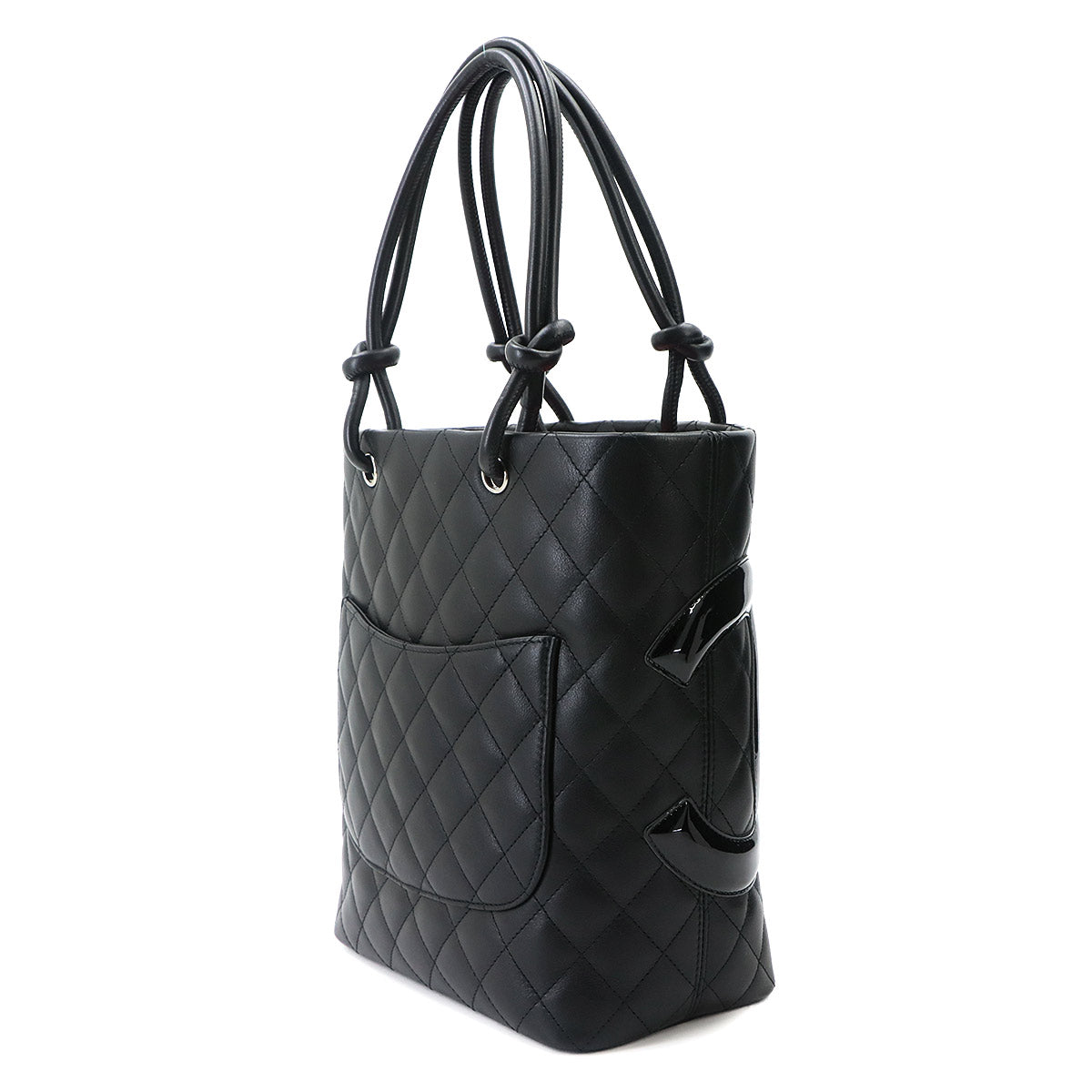 Cambon Line Medium Tote Bag Leather Enamel Black A25167 Purse