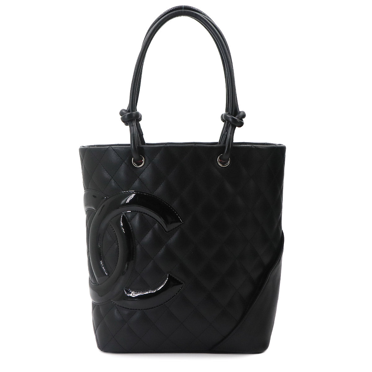 Cambon Line Medium Tote Bag Leather Enamel Black A25167 Purse