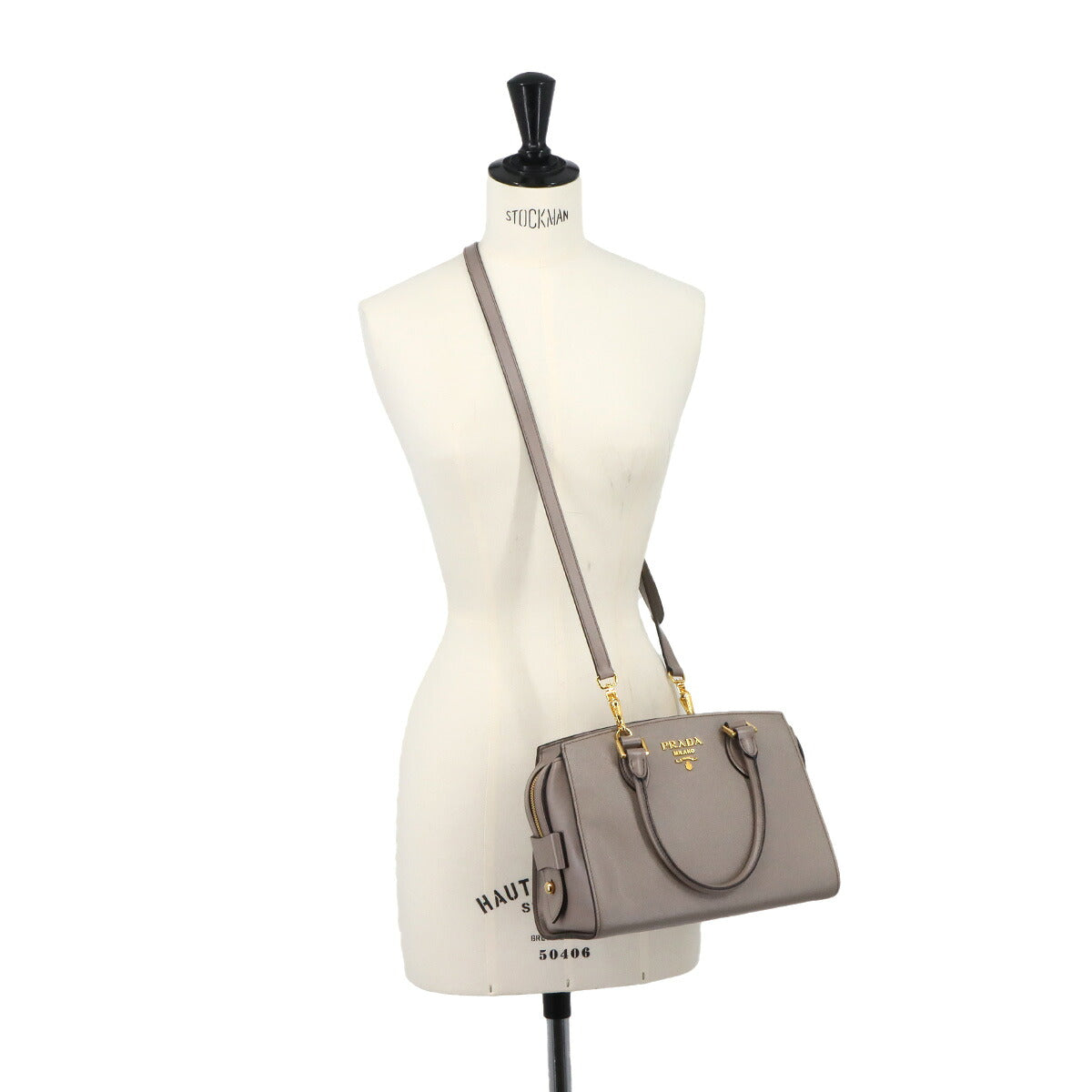 2way Hand Shoulder Bag Saffiano Leather Gray 1BA164 Purse