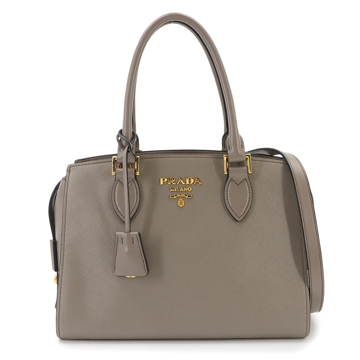 2way Hand Shoulder Bag Saffiano Leather Gray 1BA164 Purse