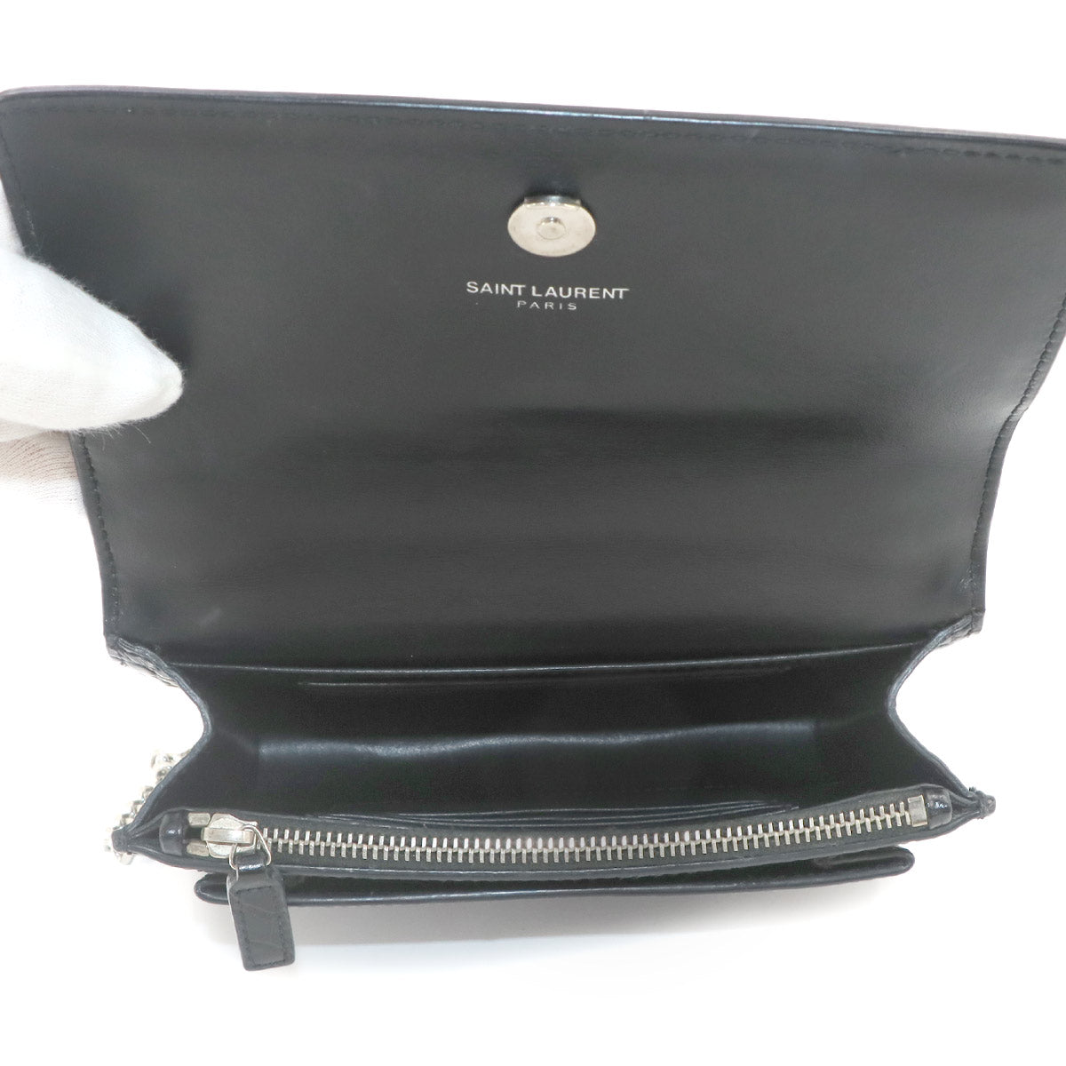 Sunset Chain Wallet Leather Black 452157 Purse