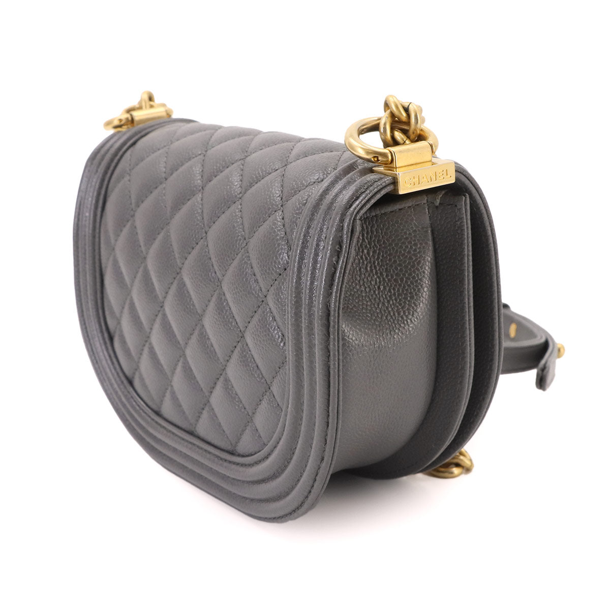 Boy CHANEL Small Chain Shoulder Bag Gray AS3350