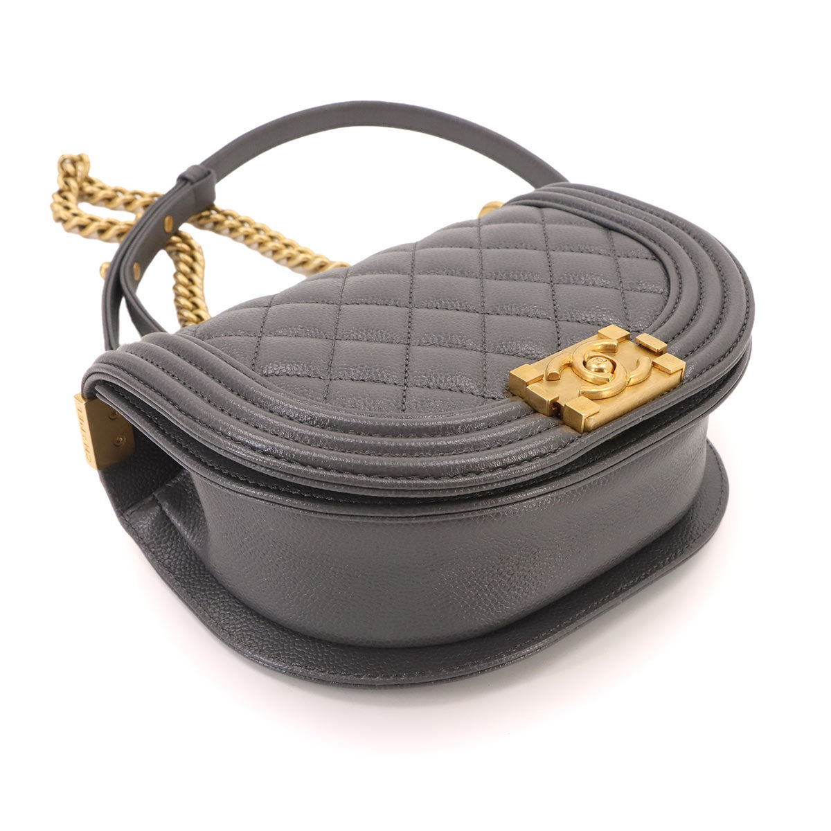 Boy CHANEL Small Chain Shoulder Bag Gray AS3350