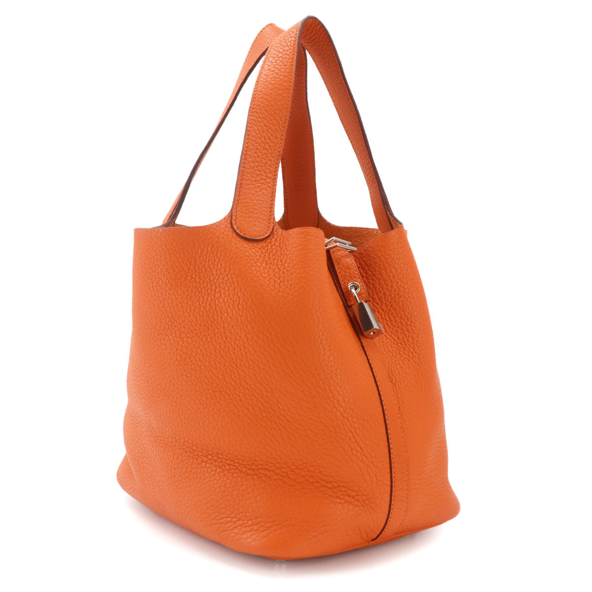 Picotin Lock MM Hand Bag Taurillon Clemence Orange Purse