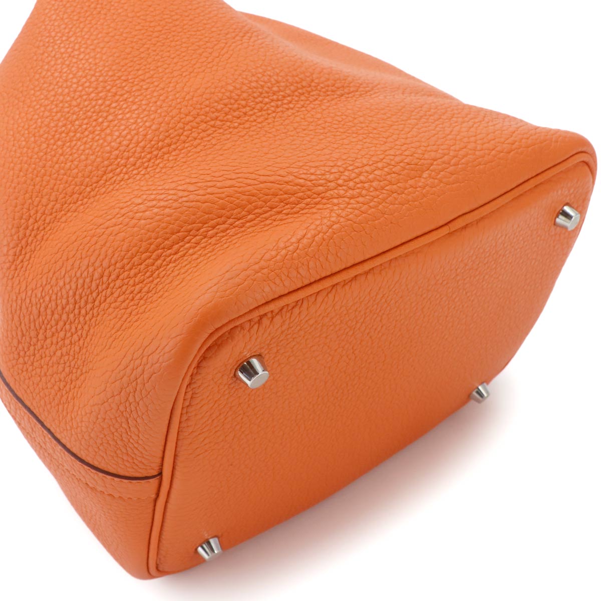 Picotin Lock MM Hand Bag Taurillon Clemence Orange Purse