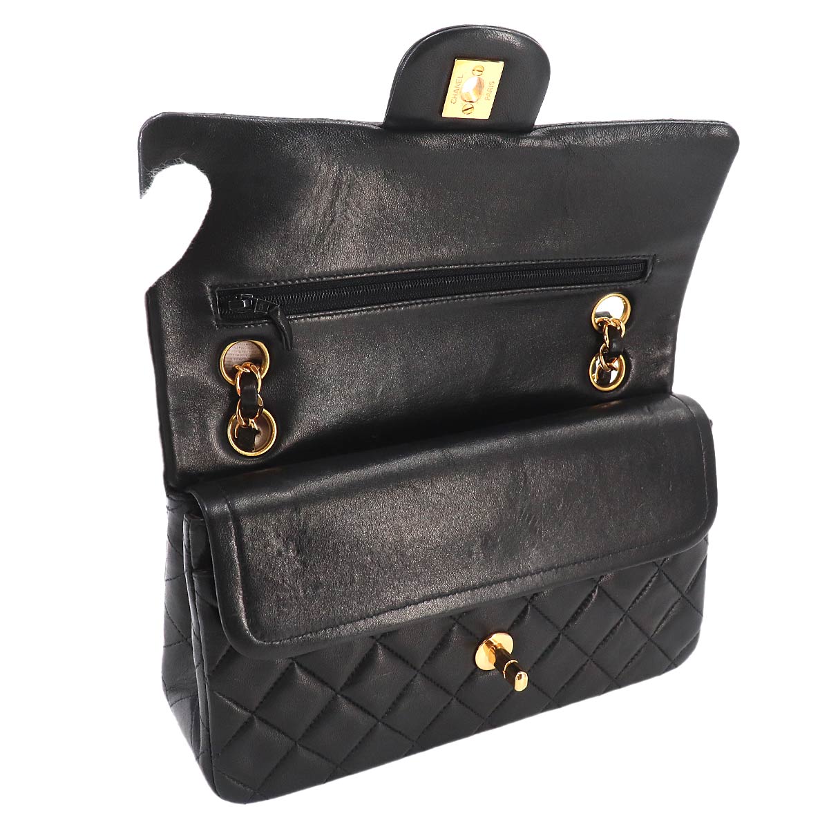 Matelasse 23 Chain Shoulder Bag Leather Black A01113 Vintage