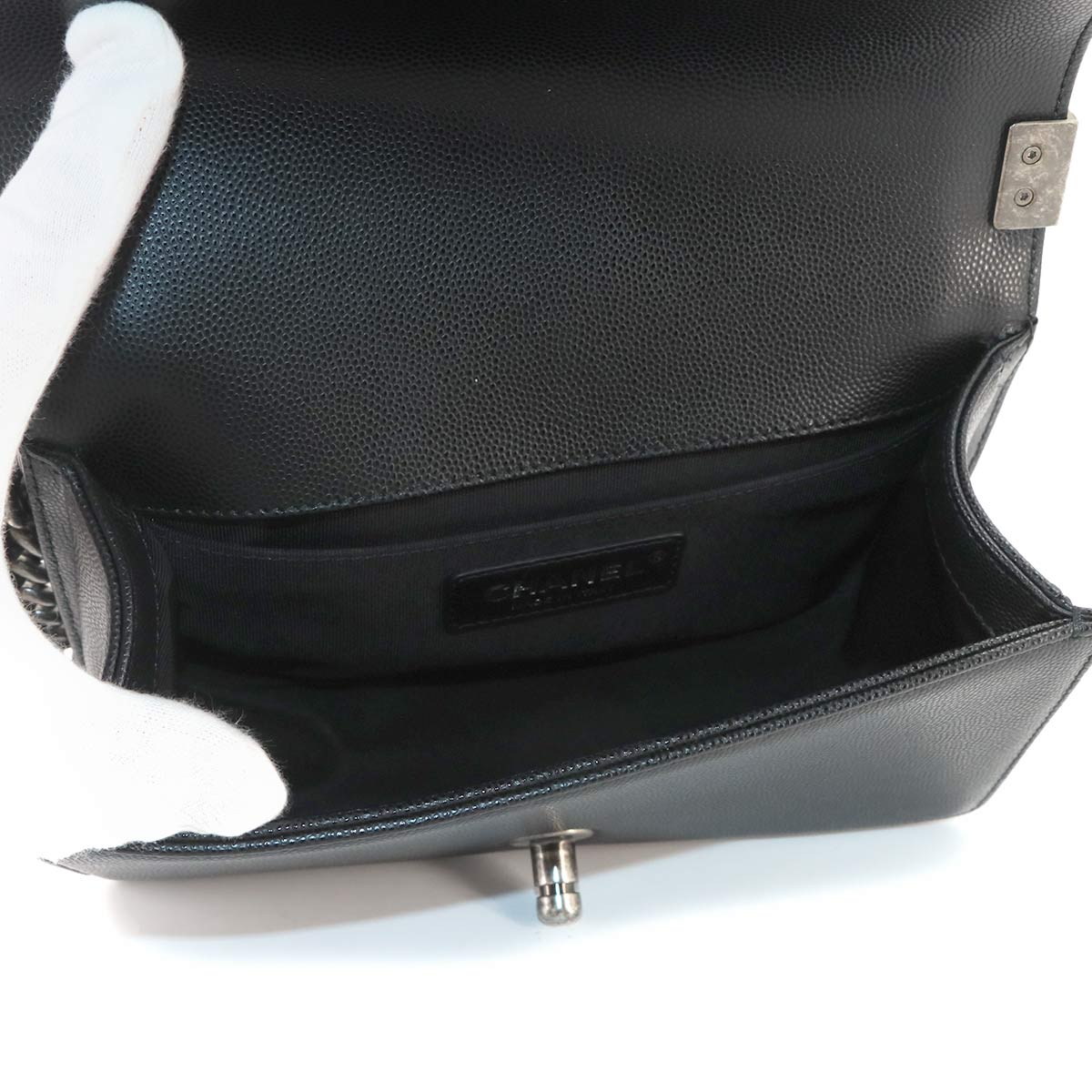 BOY CHANEL Small Chain Shoulder Bag Leather Black A67085