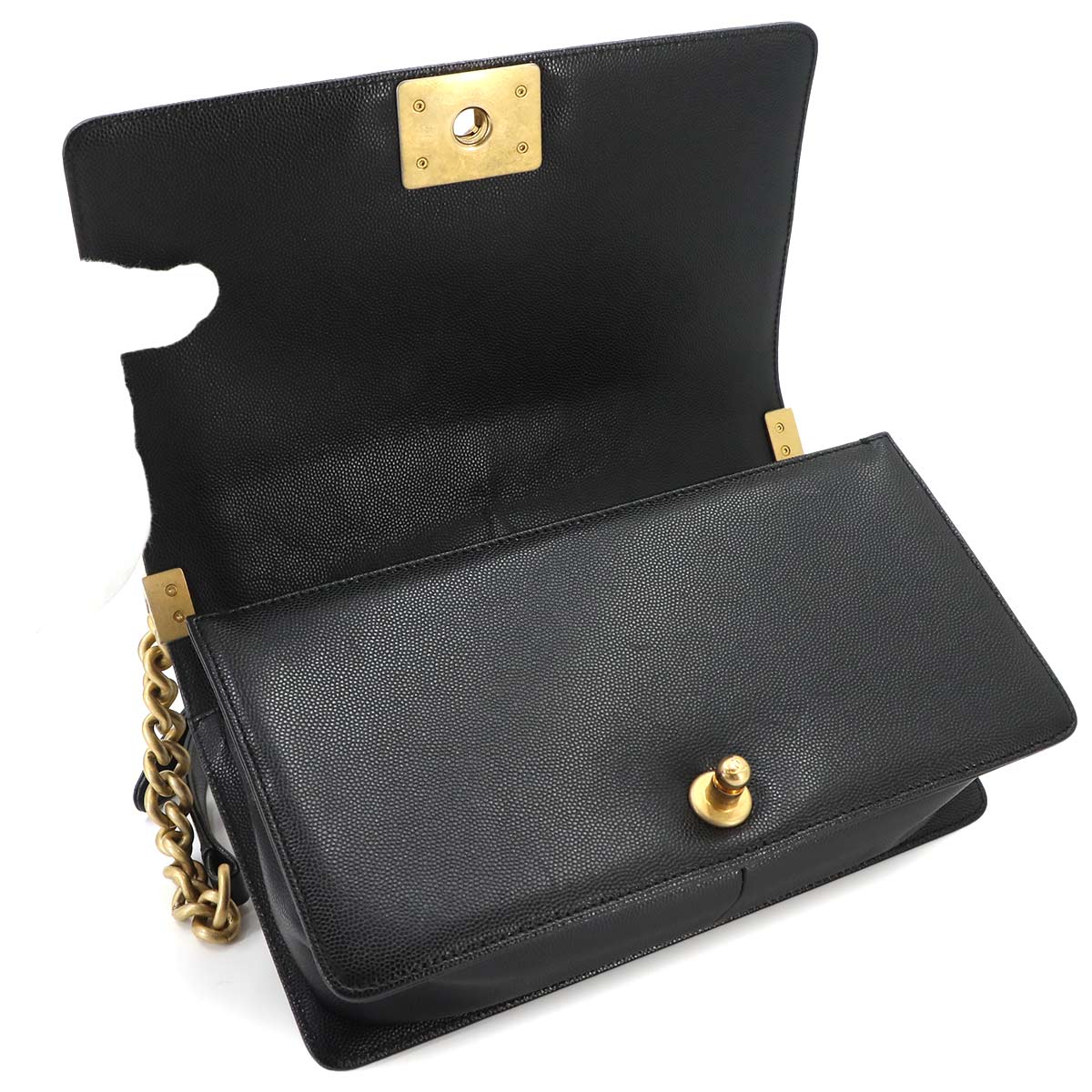 BOY CHANEL Chain Shoulder Bag Leather Black A67086 Purse