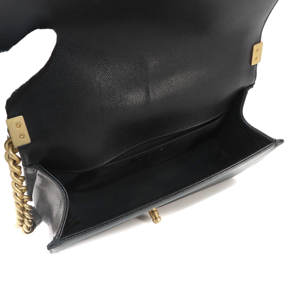 BOY CHANEL Chain Shoulder Bag Leather Black A67086 Purse