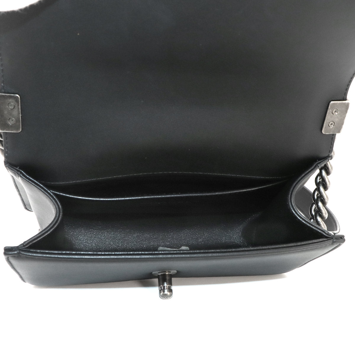 BOY CHANEL Small Chain Shoulder Bag Leather Black A67085