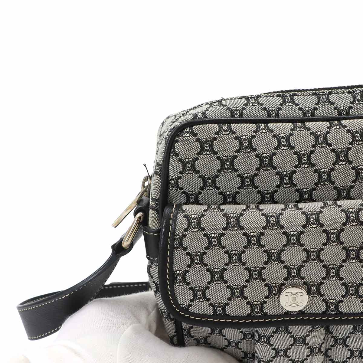 Macadam Shoulder Bag Canvas Leather Gray Black Purse