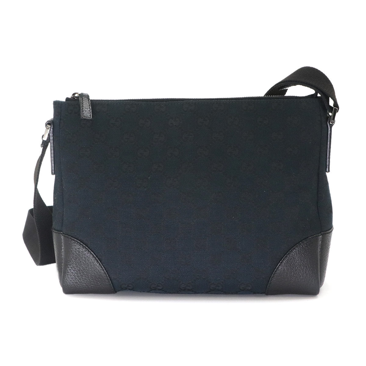 Shoulder Bag GG Canvas Leather Black 114273 Purse