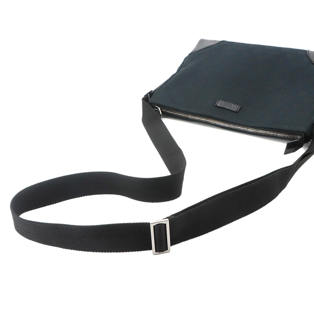 Shoulder Bag GG Canvas Leather Black 114273 Purse