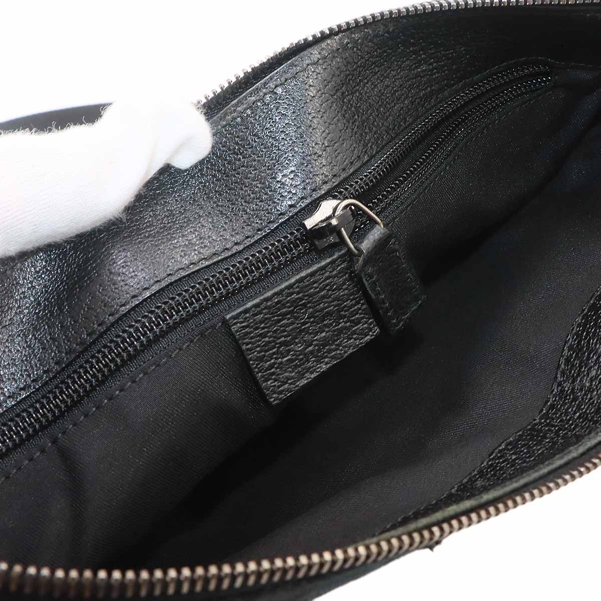 Shoulder Bag GG Canvas Leather Black 114273 Purse