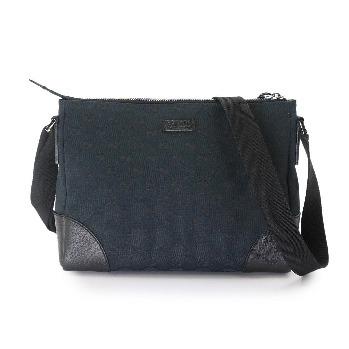 Shoulder Bag GG Canvas Leather Black 114273 Purse