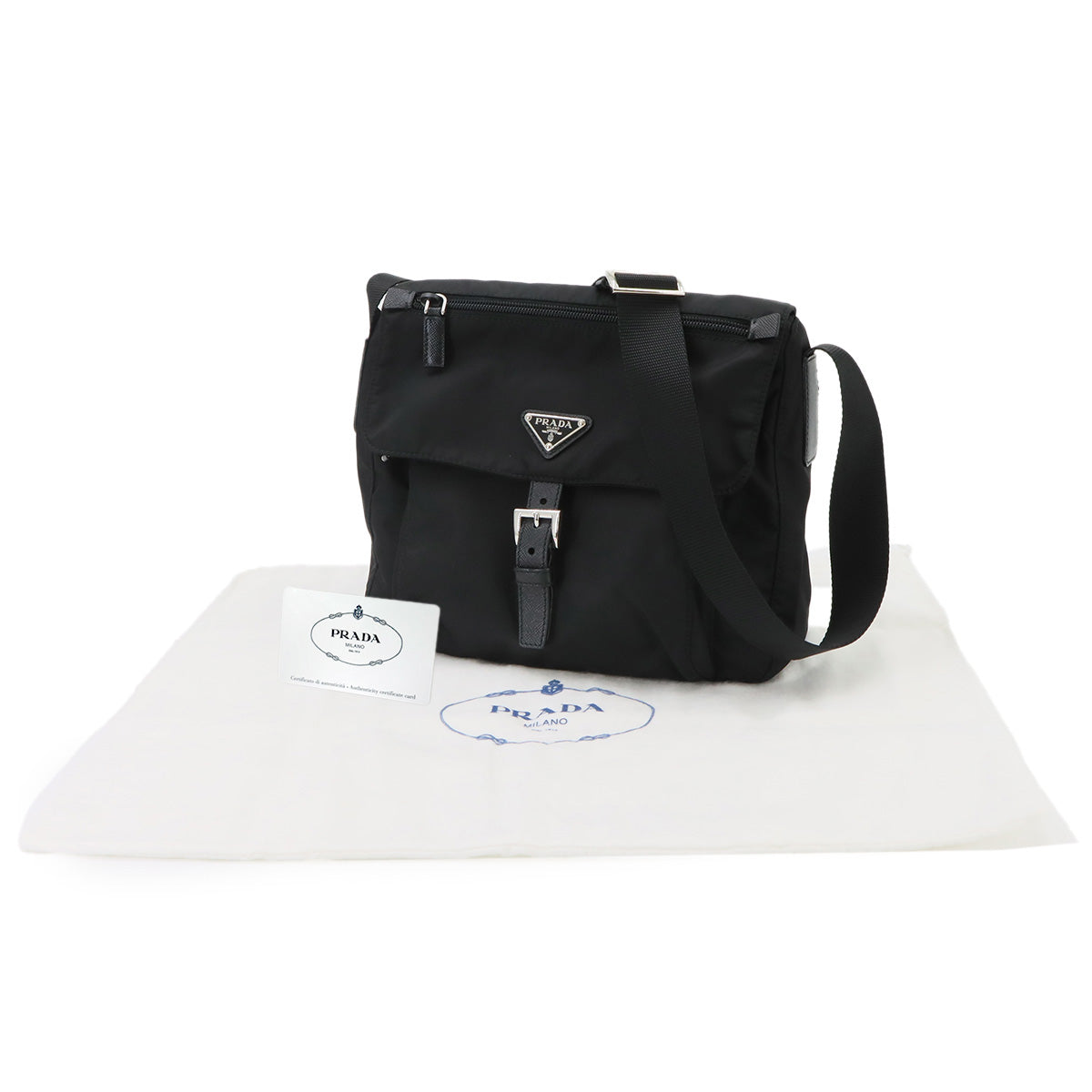 Shoulder Bag Nylon Saffiano Leather Nero Black 1BD994 Purse