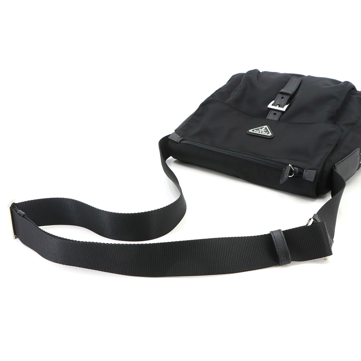 Shoulder Bag Nylon Saffiano Leather Nero Black 1BD994 Purse