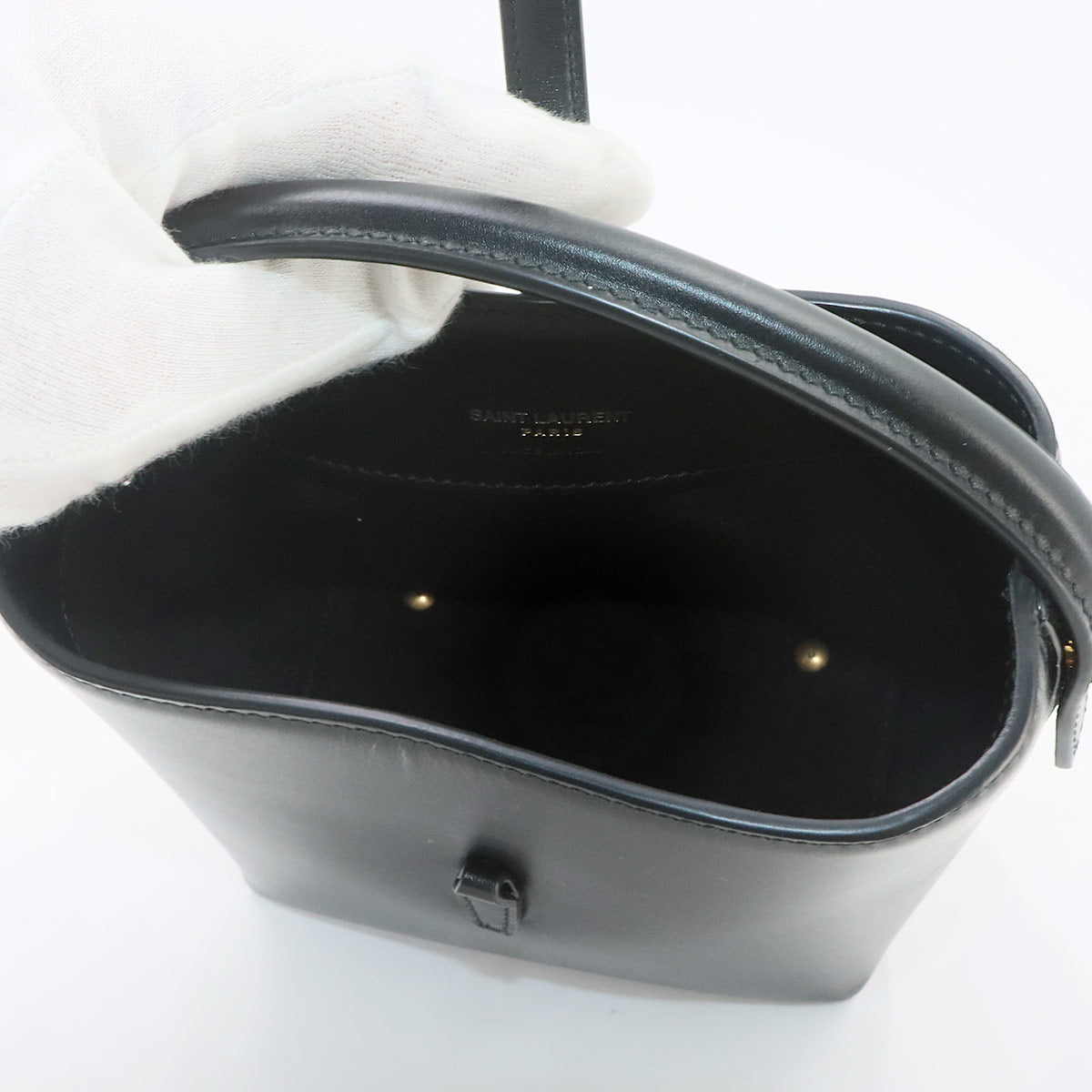 LE37 2way Shoulder Hand Bag Leather Black 765870 YSL