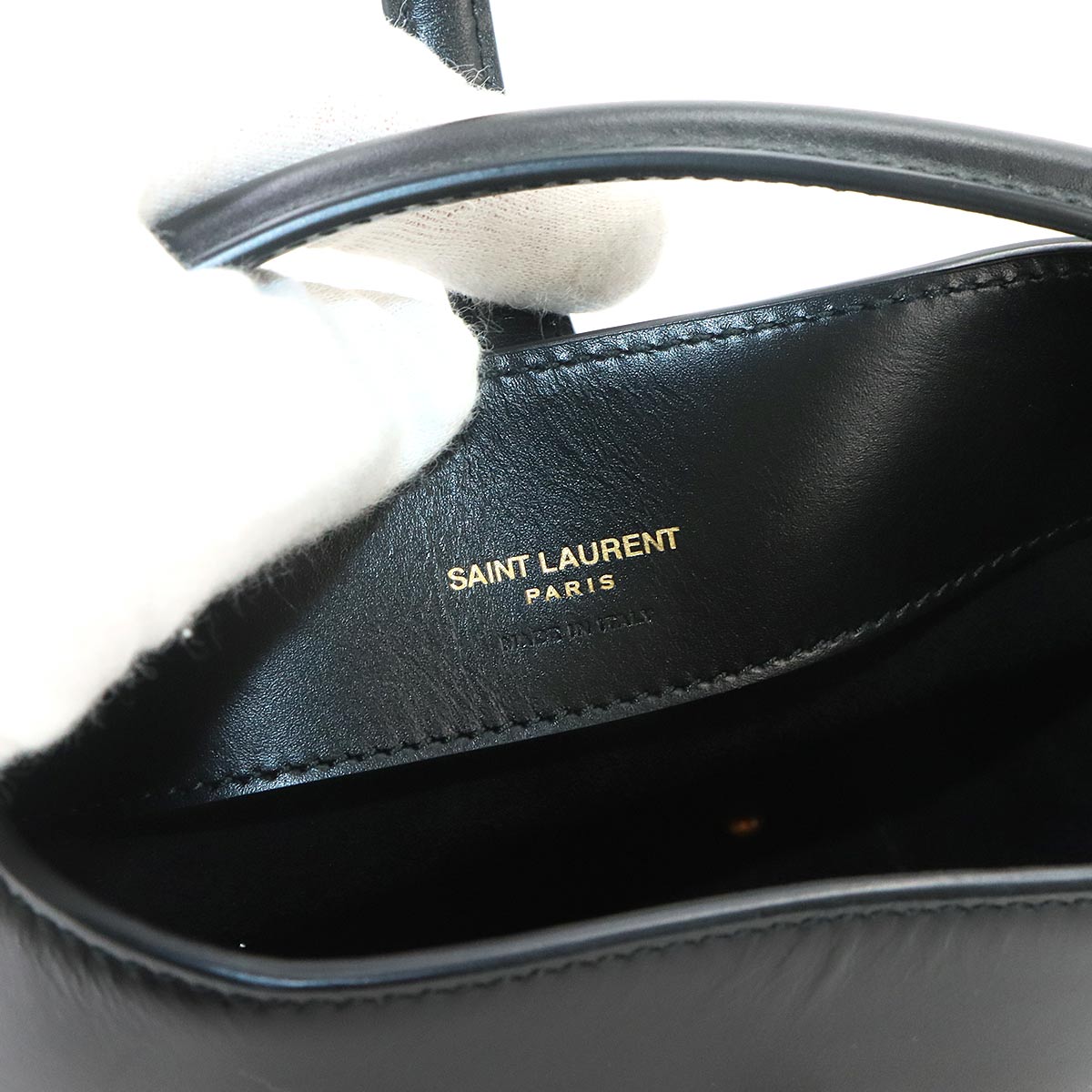 LE37 2way Shoulder Hand Bag Leather Black 765870 YSL